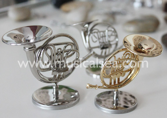 Miniature Golden French horn Musical Instrument